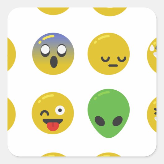 Emoji-glückliches Gesicht Quadratischer Aufkleber (Vorderseite)