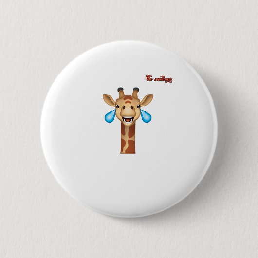 Emoji-glückliches Giraffengesicht Button (Vorderseite)