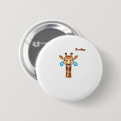 Emoji-glückliches Giraffengesicht Button (Vorne & Hinten)