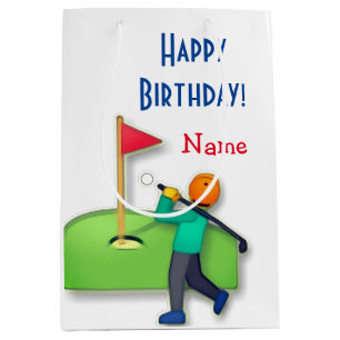 Emoji Golf Glücklich Geburtstag weiß Mittlere Geschenktüte