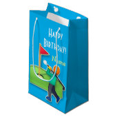 Emoji Golf Happy Birthday hellblau Kleine Geschenktüte (Vorderseite Schrägansicht)