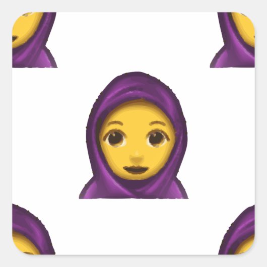Emoji hajib quadratischer aufkleber (Vorderseite)
