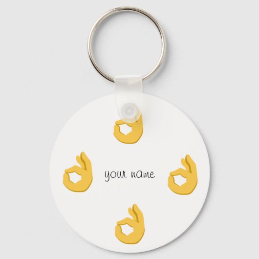 Emoji Hand Sign und '' Ihr Name hier Schlüsselanhänger (Vorderseite)