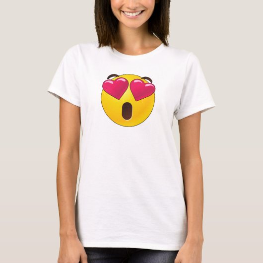 Emoji Heart Eyes Valentines T-Shirt (Vorderseite)