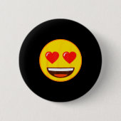 Emoji Heart Eyes Yellow Smile Face  Button (Vorderseite)