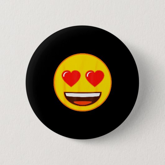 Emoji Heart Eyes Yellow Smile Face Button (Vorderseite)