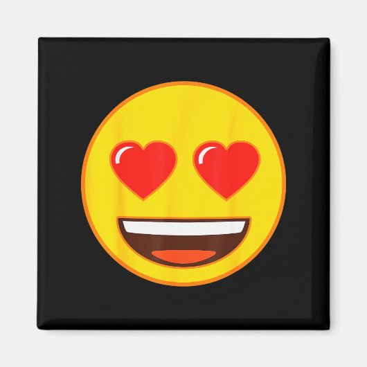 Emoji Heart Eyes Yellow Smile Face Magnet (Vorne)