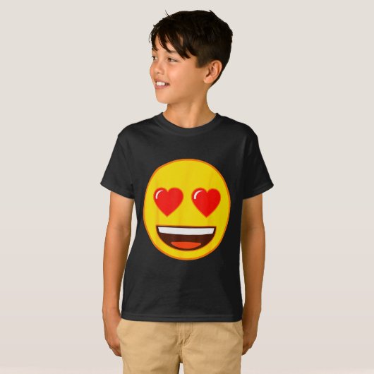 Emoji Heart Eyes Yellow Smile Face T-Shirt (Vorne ganz)