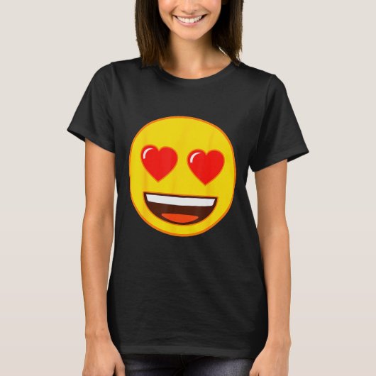 Emoji Heart Eyes Yellow Smile Face T-Shirt (Vorderseite)