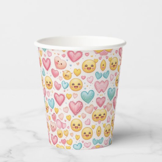 Emoji Hearts Party Paper Cup Pappbecher (Vorderseite)