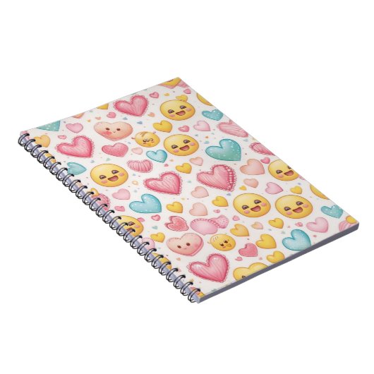Emoji Hearts Vibes Notebook Notizblock (Rechte Seite)