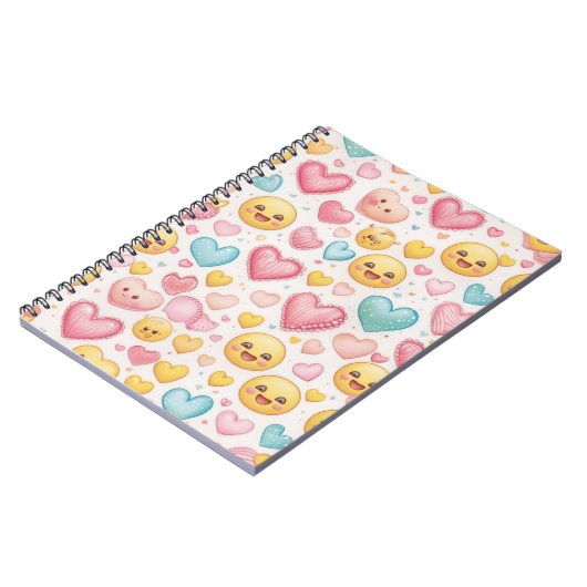 Emoji Hearts Vibes Notebook Notizblock (Linke Seite)