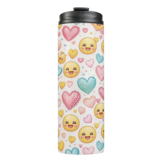 Emoji Hearts Vibes Thermosbecher (Vorderseite)