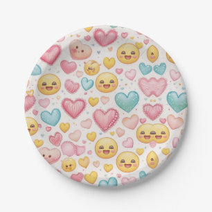 Emoji-Herzen-Party-Papierteller Pappteller