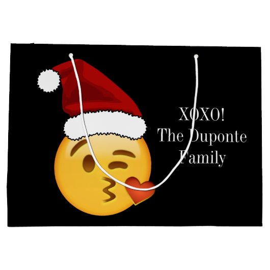 Emoji Holiday mit Personalisiertem Text Große Geschenktüte (Rückseite)