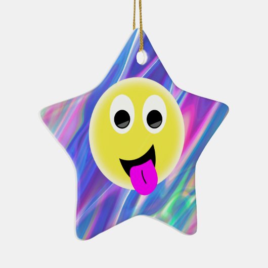 Emoji-Hologramm Keramik Ornament (Rechts)