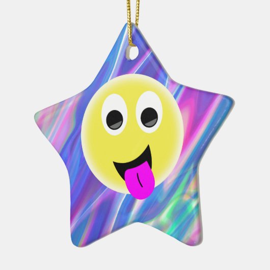 Emoji-Hologramm Keramik Ornament (Links)