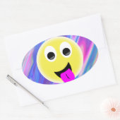 Emoji-Hologramm Ovaler Aufkleber (Umschlag)