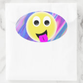 Emoji-Hologramm Ovaler Aufkleber (Tasche)