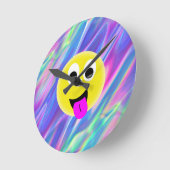 Emoji-Hologramm Runde Wanduhr (Winkel)