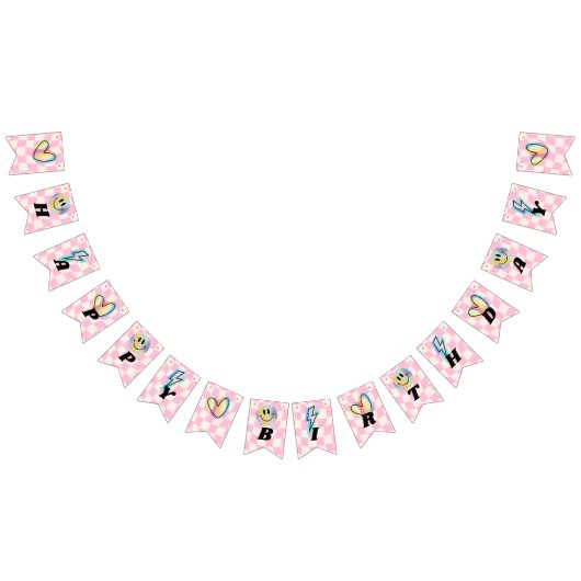 Emoji Holographic Smile Pink Wimpelkette (Alle)