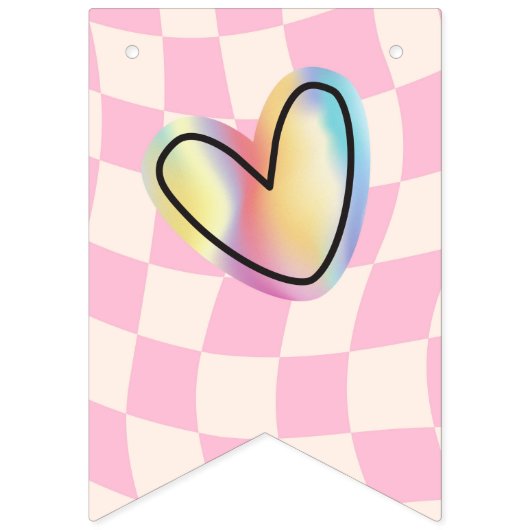 Emoji Holographic Smile Pink Wimpelkette (Erste Fahne)