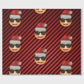 Emoji in Weihnachtsmannmütze und Sonnenbrille Weih Geschenkpapier (Flach)