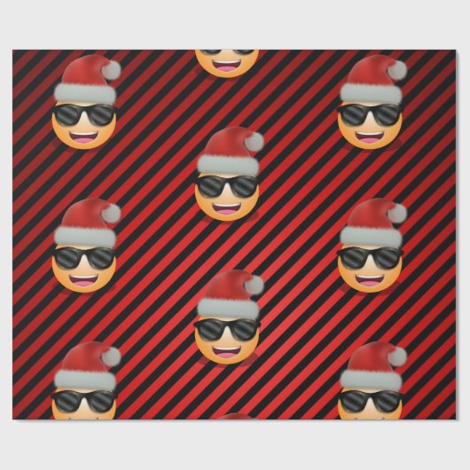 Emoji in Weihnachtsmannmütze und Sonnenbrille Weih Geschenkpapier (Flach)