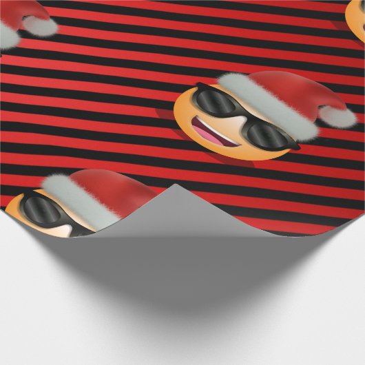Emoji in Weihnachtsmannmütze und Sonnenbrille Weih Geschenkpapier (Ecke)