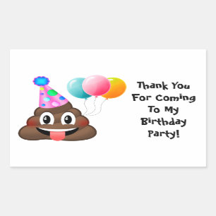Emoji kacken Geburtstags-Party danken Ihnen Rechteckiger Aufkleber