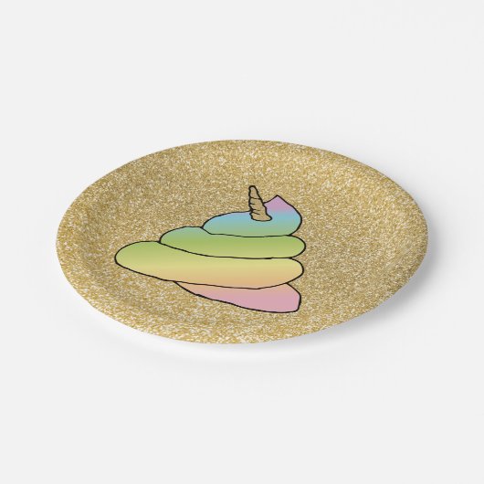 Emoji Kackte Emoji mit Rainbow-Rainbow-Rainbow-Pfe Pappteller (Schrägansicht)