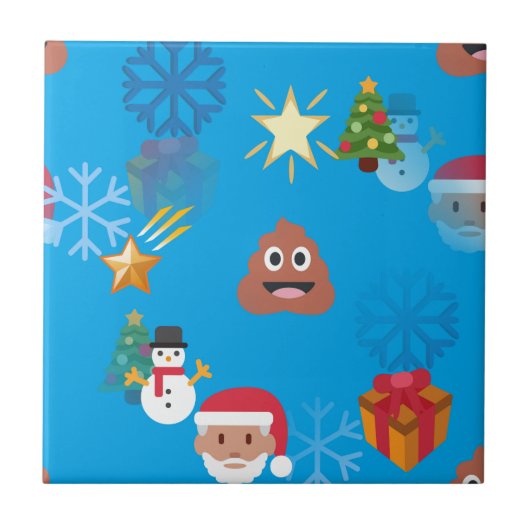 Emoji kackte Weihnachten Fliese (Vorderseite)