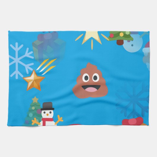 Emoji kackte Weihnachten Geschirrtuch (Horizontal)
