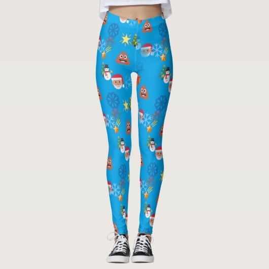 Emoji kackte Weihnachten Leggings (Vorderseite)