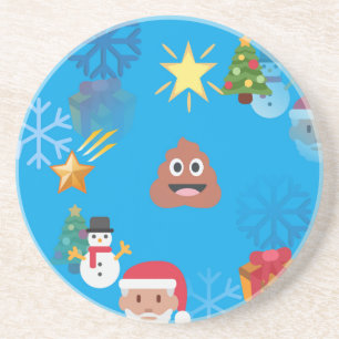 Emoji kackte Weihnachten Sandstein Untersetzer