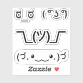 Emoji Kawaii Faces textbasierte Emoticons 4x Set Aufkleber (Blatt)