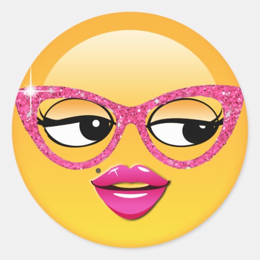 Emoji Kokett Girl ID227 Runder Aufkleber (Vorderseite)