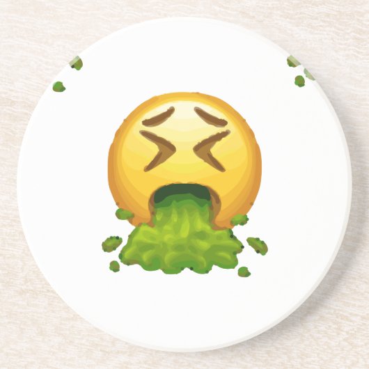 Emoji-Kotzen Sandstein Untersetzer (Vorne)