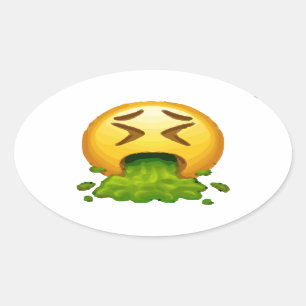 Emoji kotzt ovaler aufkleber