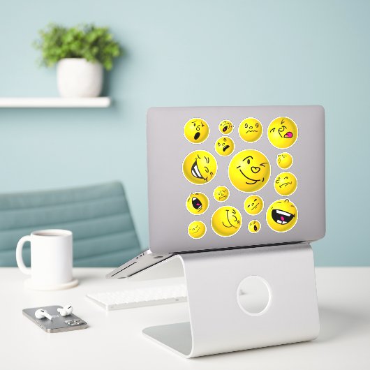 Emoji-Kugeln Aufkleber (Laptop auf Schreibtisch)