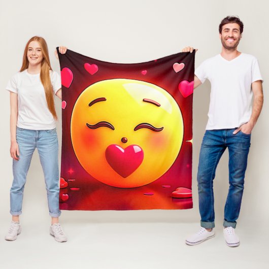Emoji küssen Herzblasen Fleecedecke (Beispiel)