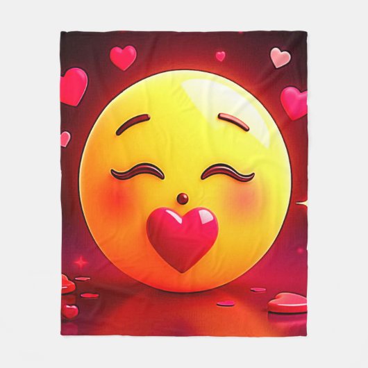 Emoji küssen Herzblasen Fleecedecke (Vorderseite)