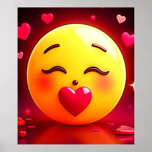 Emoji küssen Herzblasen Poster