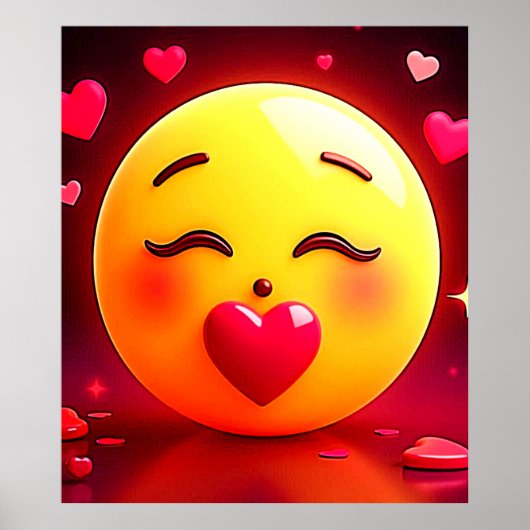 Emoji küssen Herzblasen Poster (Vorne)