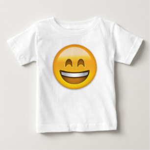 Emoji lächelnder Gesichts-offener Mund und Baby T-shirt