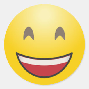 Emoji lächelndes Gesicht mit offenem Mund u. dem Runder Aufkleber