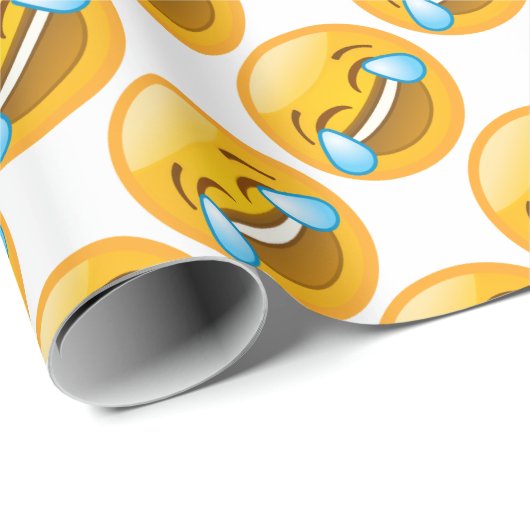 Emoji Lachen (weißer Hintergrund) Geschenkpapier (Rolleneckpunkt)