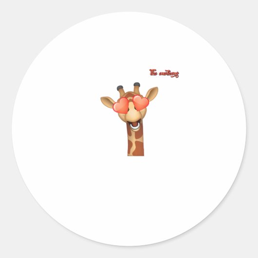 Emoji-Liebe-Augen-Giraffe-Gesicht Runder Aufkleber (Vorderseite)