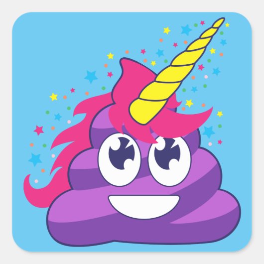 Emoji Lila Unicorn Gekackt Quadratischer Aufkleber (Vorderseite)