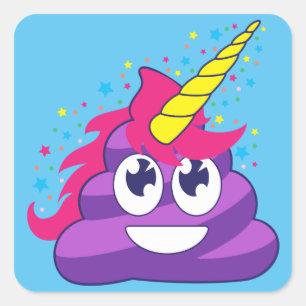 Emoji lila Unicorn kacken Quadratischer Aufkleber